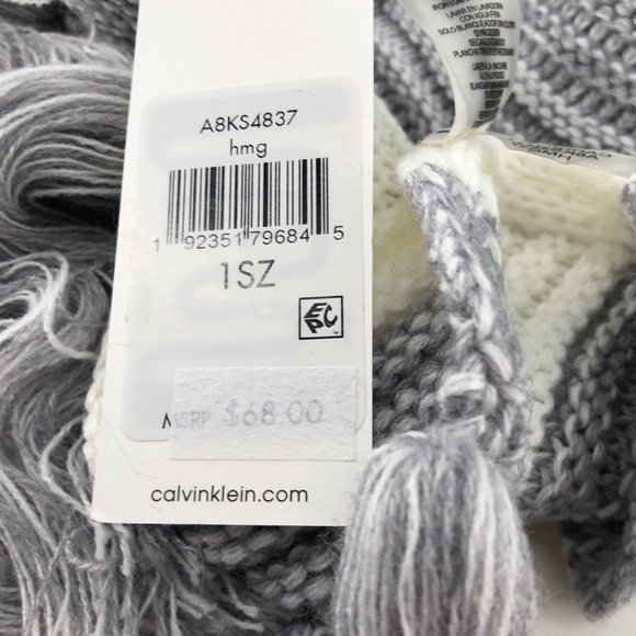 Calvin Klein Marled Color Block Tassel Scarf - Picture 6 of 6